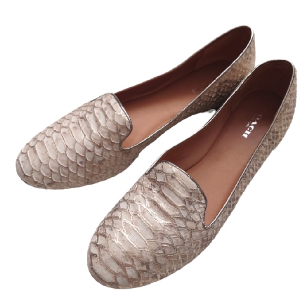 COACH Catrin Snakeskin Embossed Leather Flats Slip-on Loafers Shoes Size 8.5B